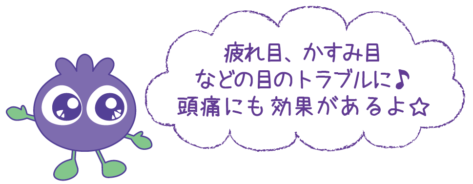 疲れ目、かすみ目などのトラブルに♪頭痛にも効果があるよ♪